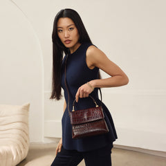 Isabel Bernard Femme Forte Heline Croco Brown Handbag IB21013