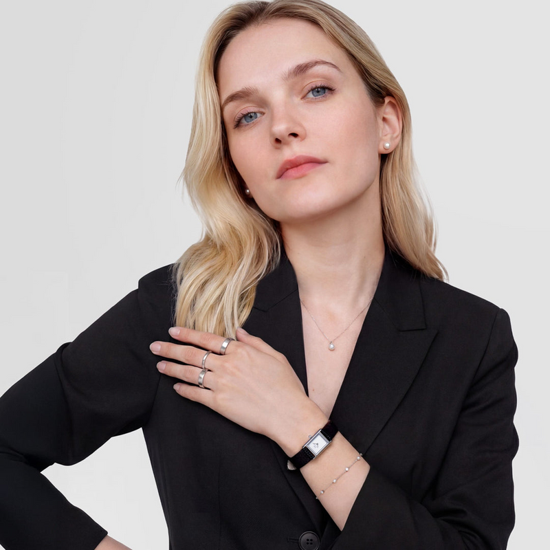 Daniel Wellington Bound Mini Black Lizard Argent Montre Femme DW00100901-zoom-