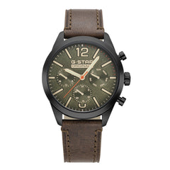 G-STAR Originals Black Steel Men's Watch with Brown Leather Strap GSW.504.03