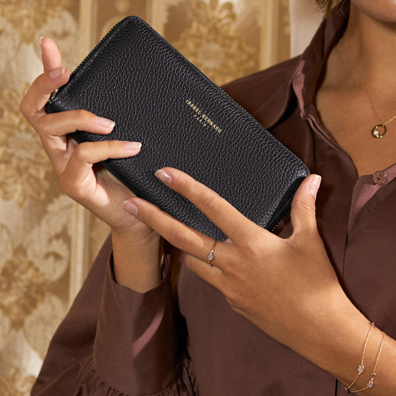 Isabel Bernard Honoré Femmes Portefeuille Zippé Noir IB23001-zoom-