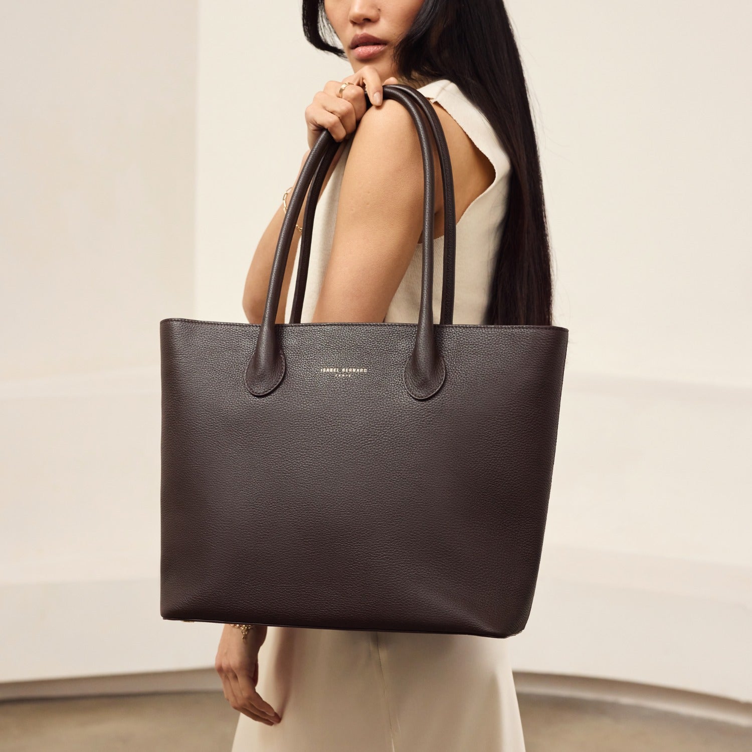 Isabel Bernard Honoré Lysanne Brown Calfskin Leather Shopper IB25089