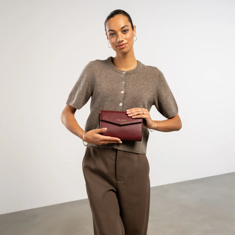 Isabel Bernard Honoré Lina Pochette Bordeaux Avec Chaîne D’Épaule Amovible IB21135-052-zoom-