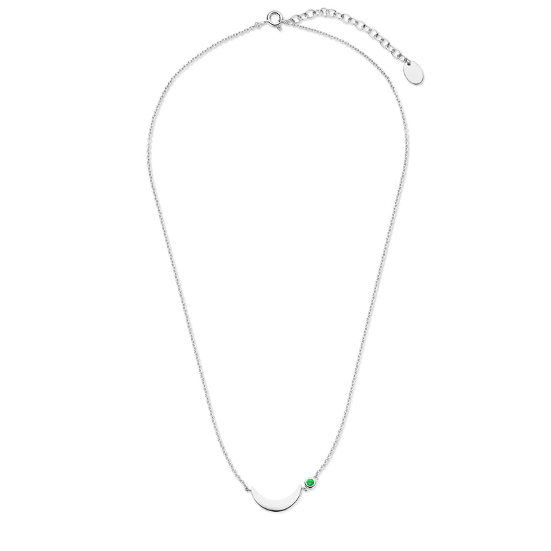 Violet Hamden Luna Collier en Argent 925 Sterling avec Lune et Pierre de Zircon Vert VH340037-zoom-