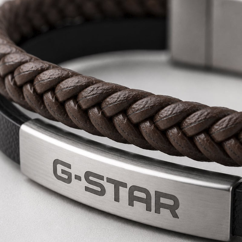 G-Star Tether02P Bracelet en cuir argenté et noir GSJ.109.02-zoom-