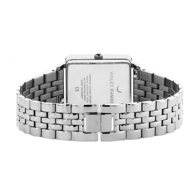 Violet Hamden Dawn Base Montre Carrée Femme Argentée et Blanche VH09033-zoom-