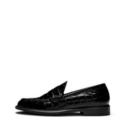 Isabel Bernard Mocassins Vendôme Blandine en cuir de veau noir croco IB51015-201-38