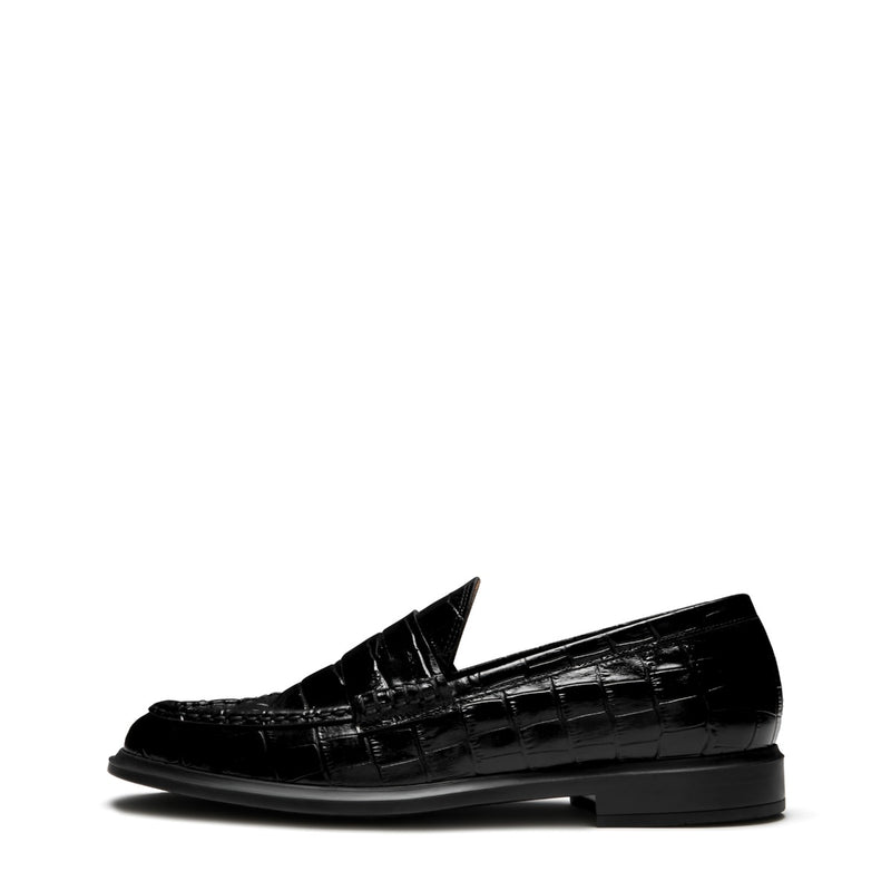 Isabel Bernard Mocassins Vendôme Blandine en cuir de veau noir croco IB51015-201-38-zoom-