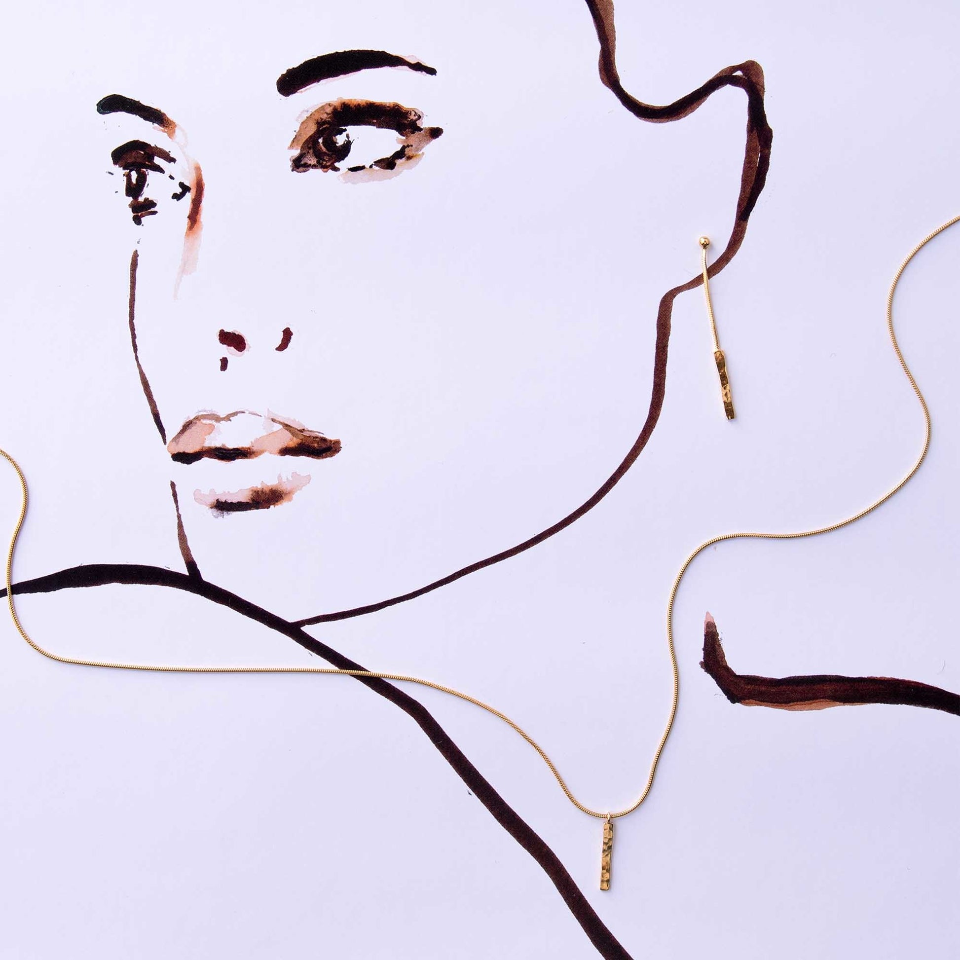 Violet Hamden Sisterhood Moonscape 925 Sterling Silver Gold-coloured Necklace VH14033 (Length: 55.00 cm)