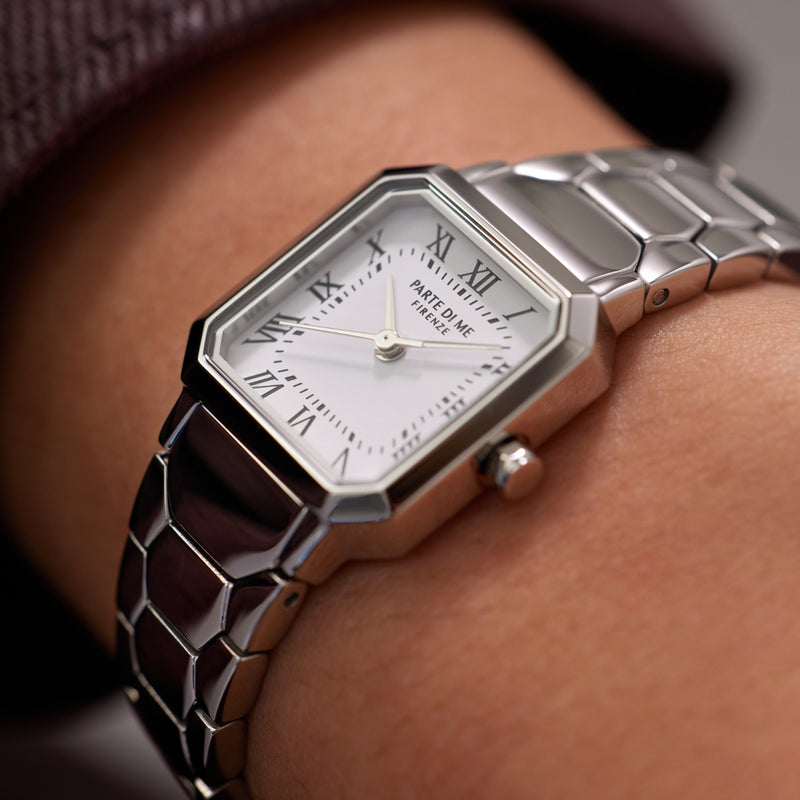 Parte di Me Orologio square ladies watch silver coloured and white PDM09027-zoom-