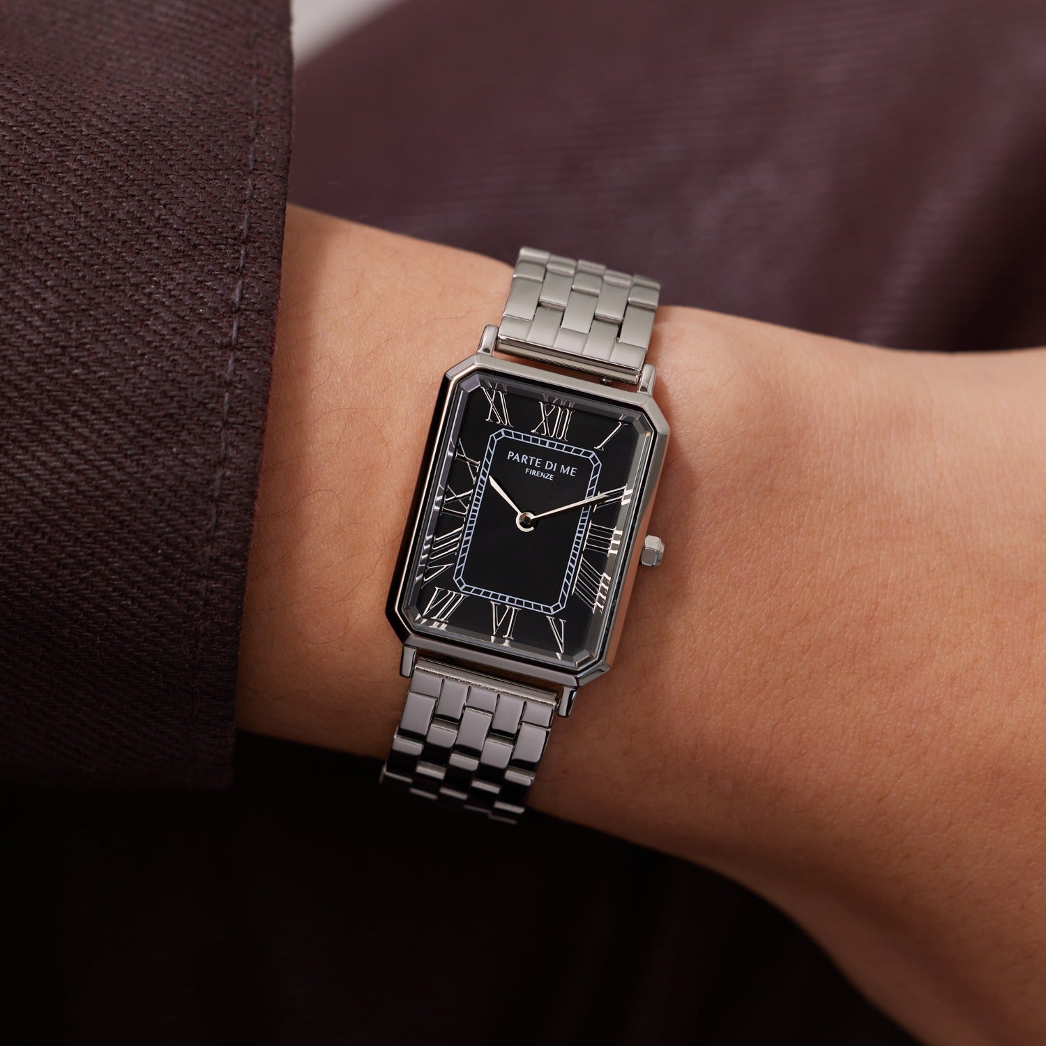 Parte di Me Orologio rectangular ladies watch silver coloured and black PDM09025