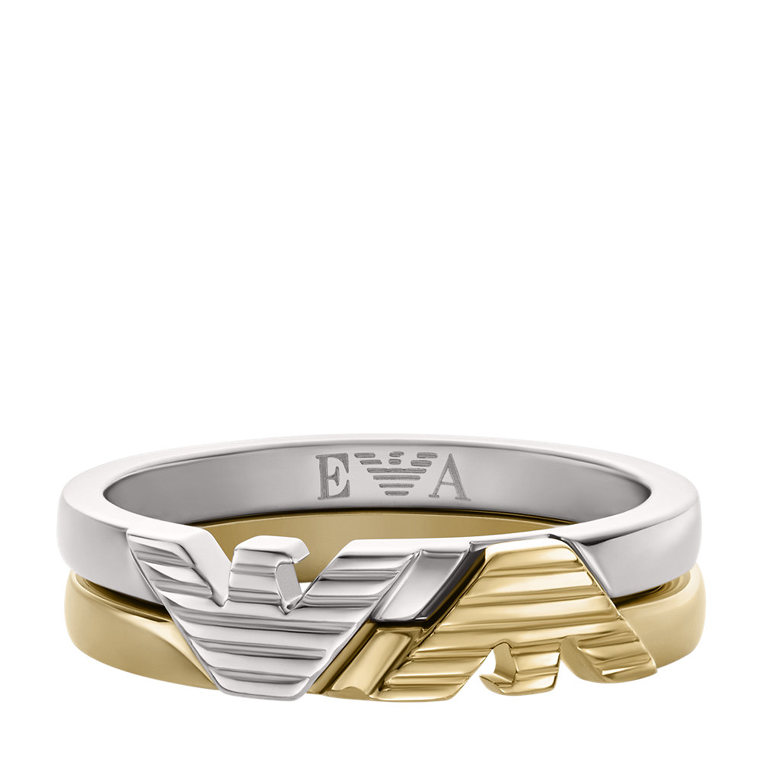 Emporio Armani Silver and Gold Stainless Steel Ring EGS32320407