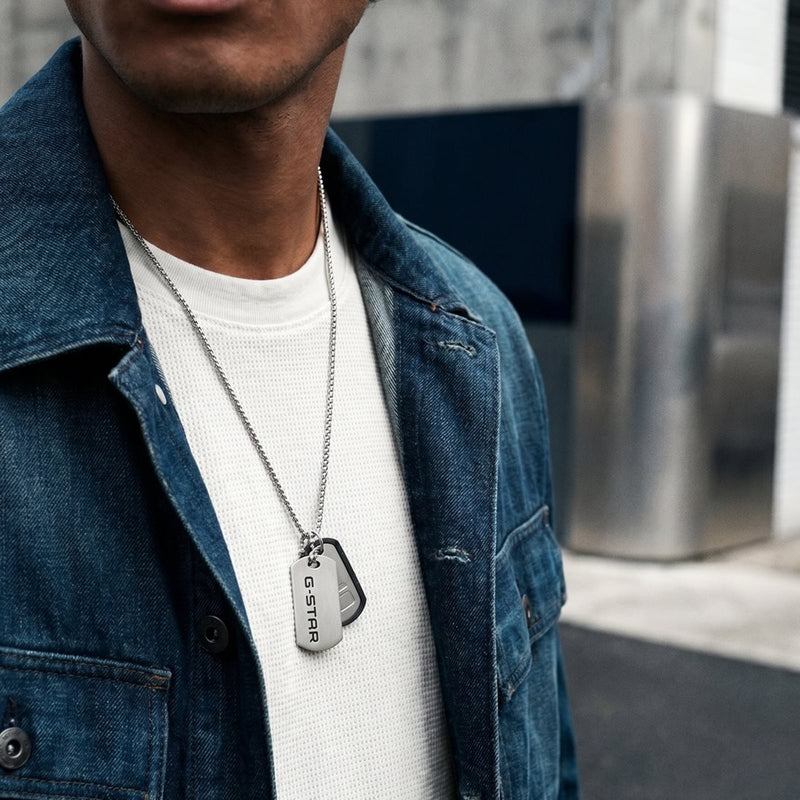 G-STAR D-Tag Collier argenté Box Chain GSJ.102.01-zoom-