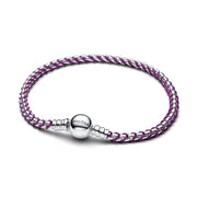 Pandora Moments Bracelet Purple Cord Box Chain 593816C03