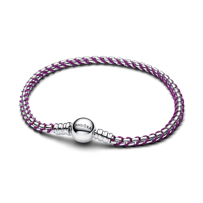 Pandora Moments Bracelet Purple Cord Box Chain 593816C03-zoom-