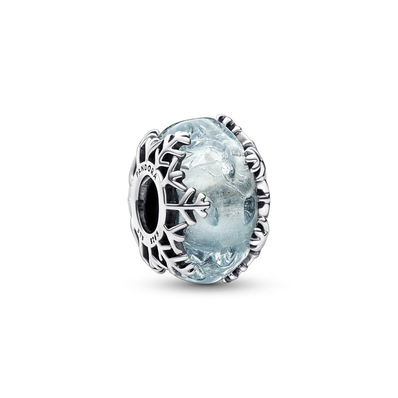 Pandora Moments 925 Sterling Silver Winter Blue Snowflake Murano Charm 792377C00-zoom-