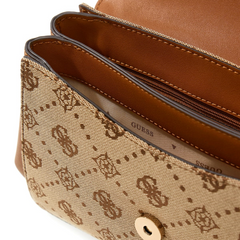 Guess Melinda Latte Logo Top Handle Flap Handbag HWJP99-2200-LTL