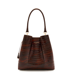 Isabel Bernard Femme Forte Macie Croco Brown Calfskin Leather Handbag IB25074-230