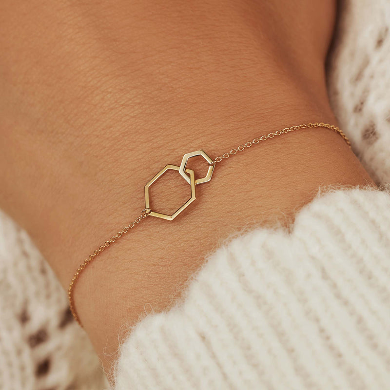 Isabel Bernard Belleville Bracelet double Belleville Elena en or 14 carats (longueur : 16,00-18,00 cm) IB320023-zoom-