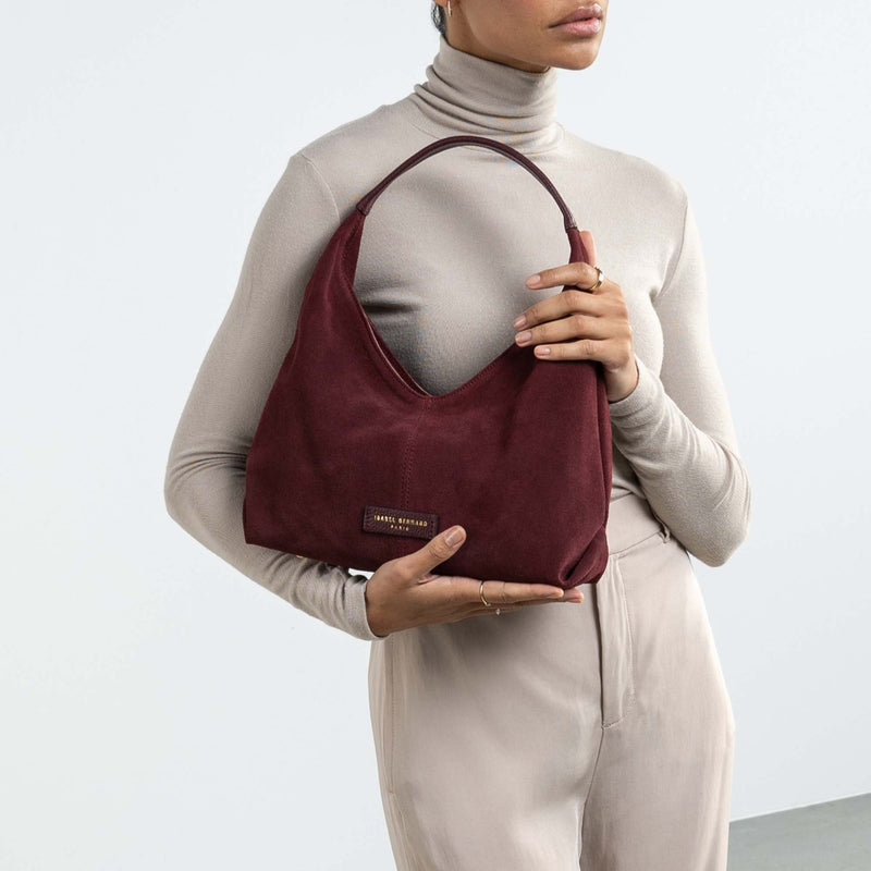 Isabel Bernard Honoré Grace Mini sac à main en suède bordeaux IB21132-152-zoom-