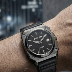 G-STAR Cube Black Leather Men's Watch GSW.508.02