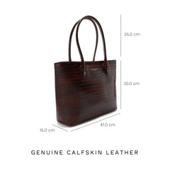 Isabel Bernard Honoré Lysanne Croco Brown Calfskin Shopper IB25025