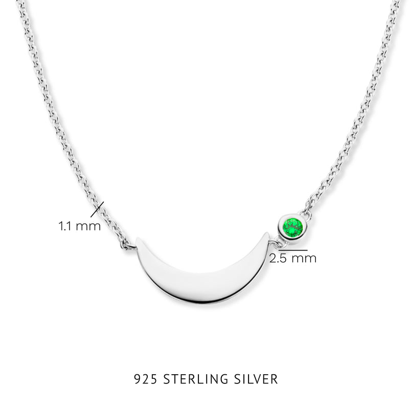Violet Hamden Luna Collier en Argent 925 Sterling avec Lune et Pierre de Zircon Vert VH340037-zoom-