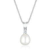 Elli 925 Sterling Silver Pearl Necklace with Diamond 2004-BF-0007569-001