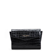 Isabel Bernard Honoré Lina Pochette Croco Noire Avec Chaîne D’Épaule Amovible IB21135-201