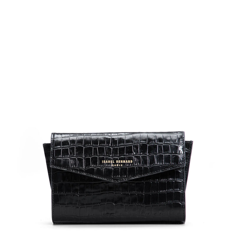 Isabel Bernard Honoré Lina Pochette Croco Noire Avec Chaîne D’Épaule Amovible IB21135-201-zoom-