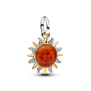 Pandora Moments Charm Pendant Murano Glass And Enamel Swirling Sun Bicolore Plaqué Or 764703C01