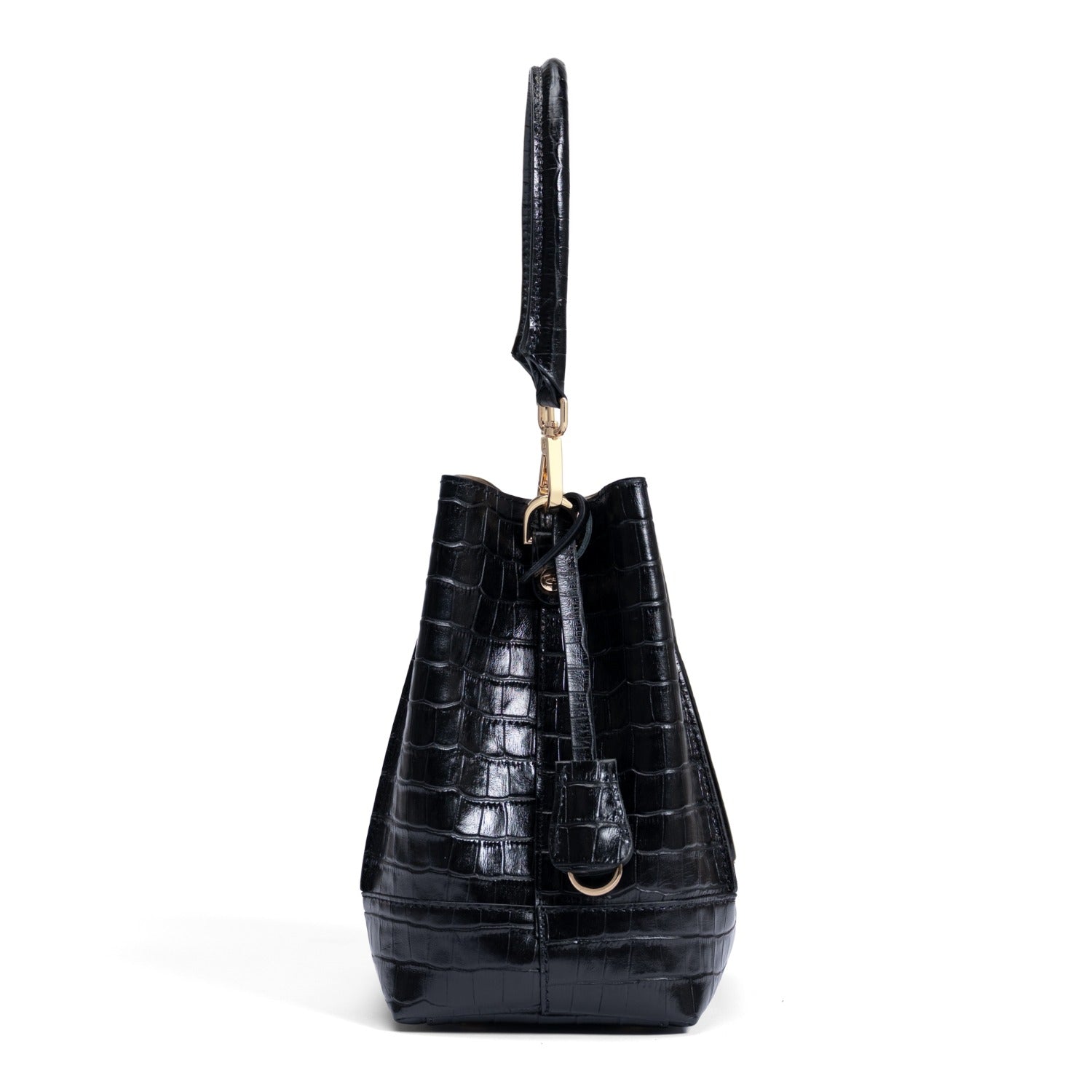Isabel Bernard Femme Forte Minette Croco Black Calfskin Leather Handbag IB21114-201