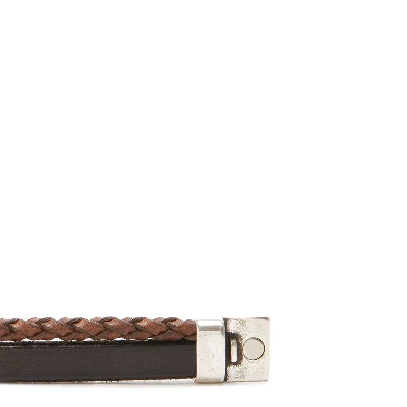 Josh Silver Brown Armband 09110-BRA-BROWN-L (Lengte: 23.00 cm)-zoom-