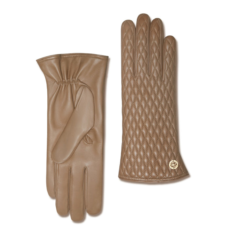Isabel Bernard Honoré Rosette taupe goatskin leather gloves IB67002-378-7-zoom-
