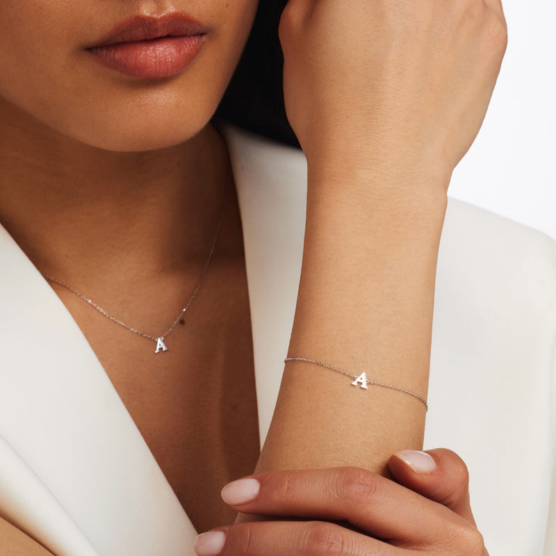 Isabel Bernard Saint Germain Rachel Bracelet Initiale Or blanc 14 carats IB320041-Z-zoom-