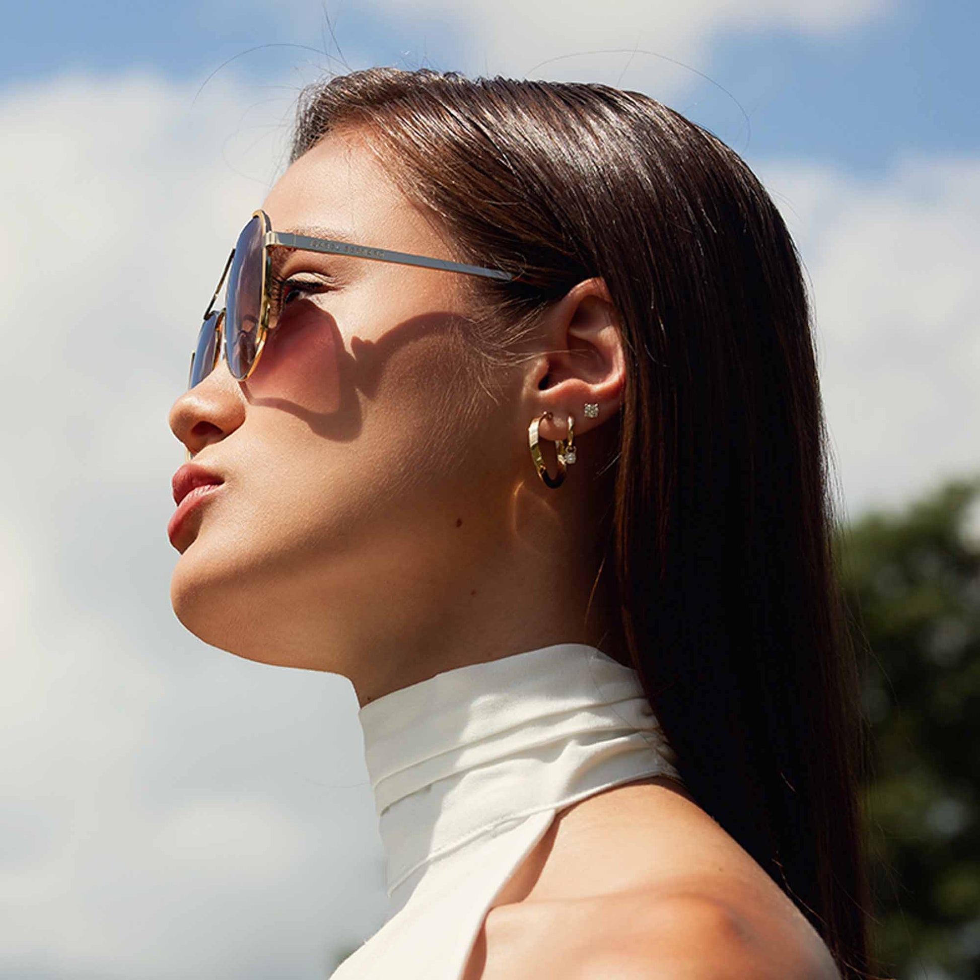 Isabel Bernard La Villette Ruby Goudkleurige Aviator Zonnebril IB400004-15-14