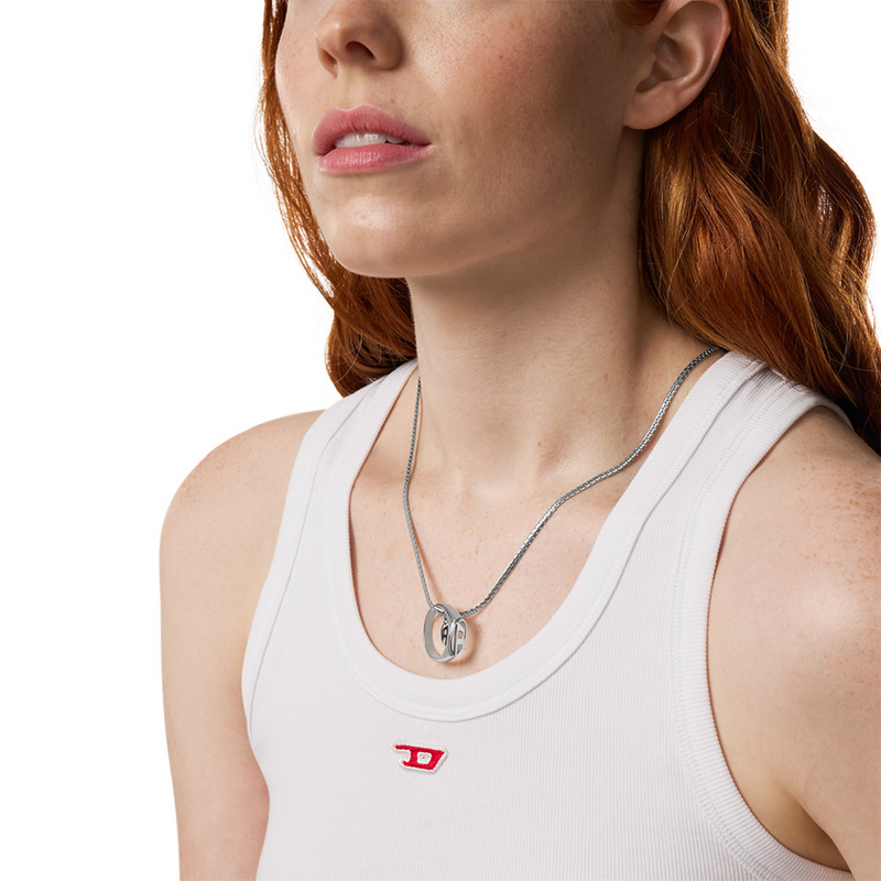 Diesel Oval D Logo Stainless Steel Necklace DX1644040-zoom-