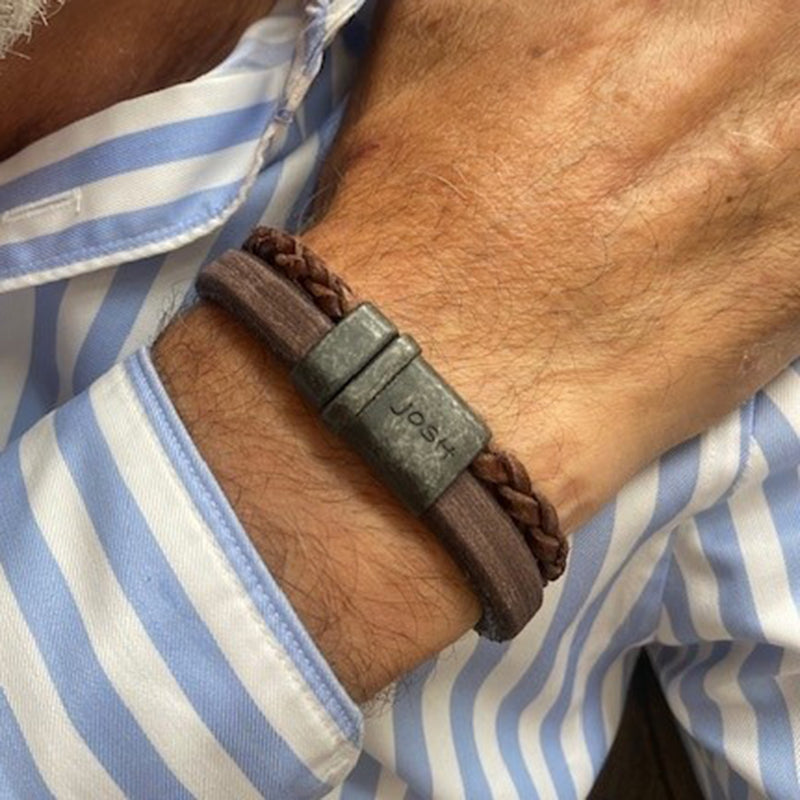 Josh Vintage Hommes Bracelet Marron 09264-BRA-VB/BROWN/L-zoom-