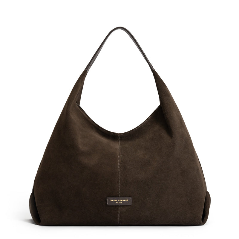 Isabel Bernard Honoré Grace sac bandoulière en suède marron foncé IB25093-131-zoom-