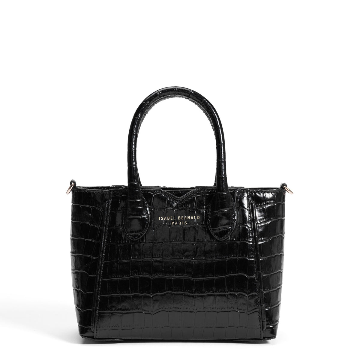 Isabel Bernard Honoré Cloe Mini Croco Black Calfskin Leather Handbag IB21124-201