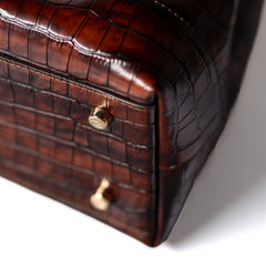 Isabel Bernard Femme Forte Minette Croco Brown Calfskin Leather Handbag IB21114-230