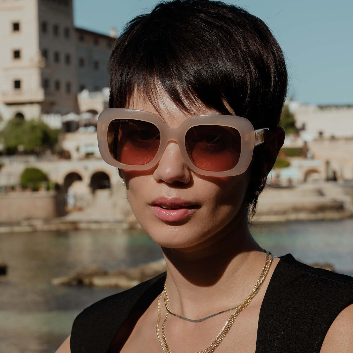 Isabel Bernard La Villette Rive Zacht Roze Vierkante Zonnebril IB400003-20-20