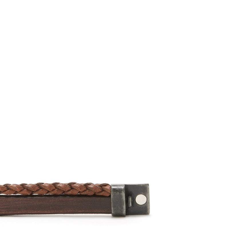 Josh Vintage Hommes Bracelet Marron 09264-BRA-VB/BROWN/L-zoom-
