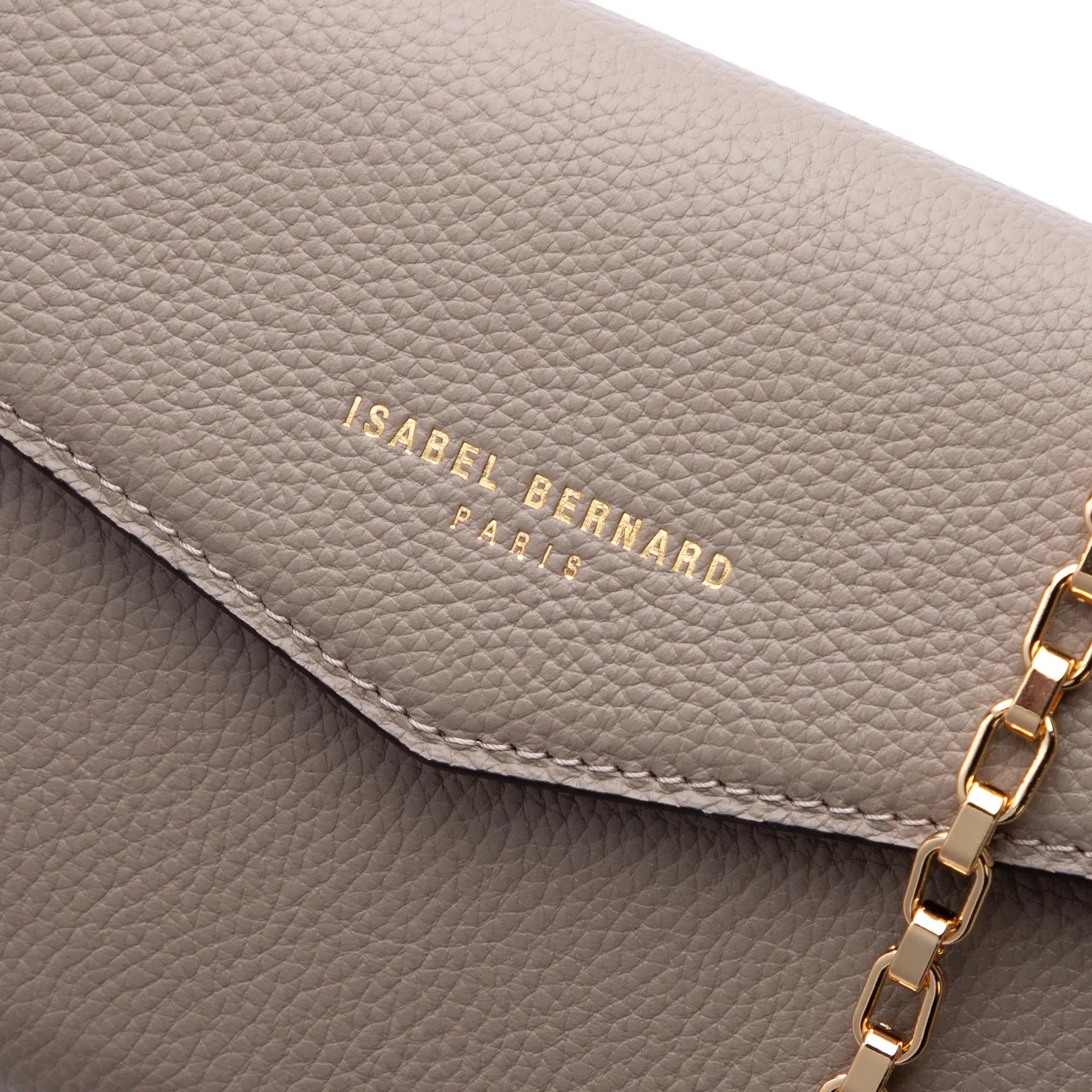 Isabel Bernard Honoré Lina Taupe Clutch With Detachable Shoulder Chain IB21135-078