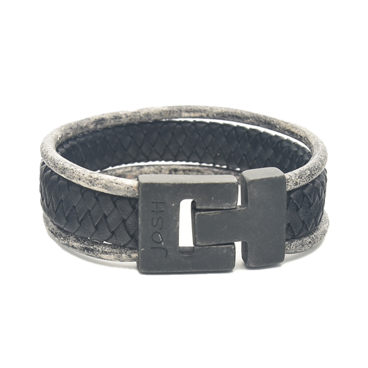 Josh Black Leather Bracelet 25041VB/BLCK/MED
