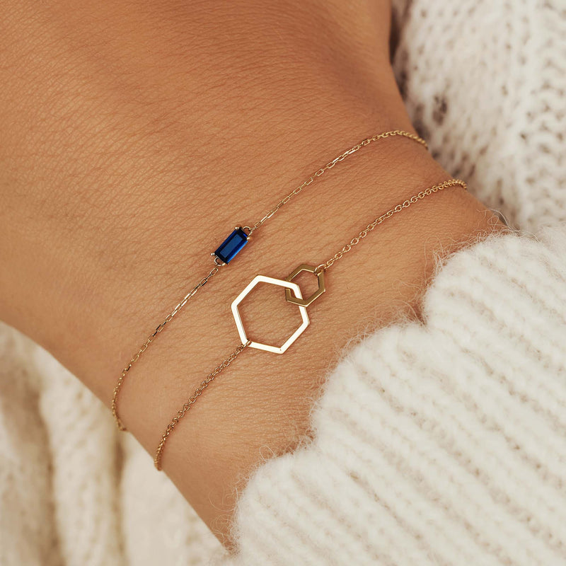 Isabel Bernard Belleville Bracelet double Belleville Elena en or 14 carats (longueur : 16,00-18,00 cm) IB320023-zoom-