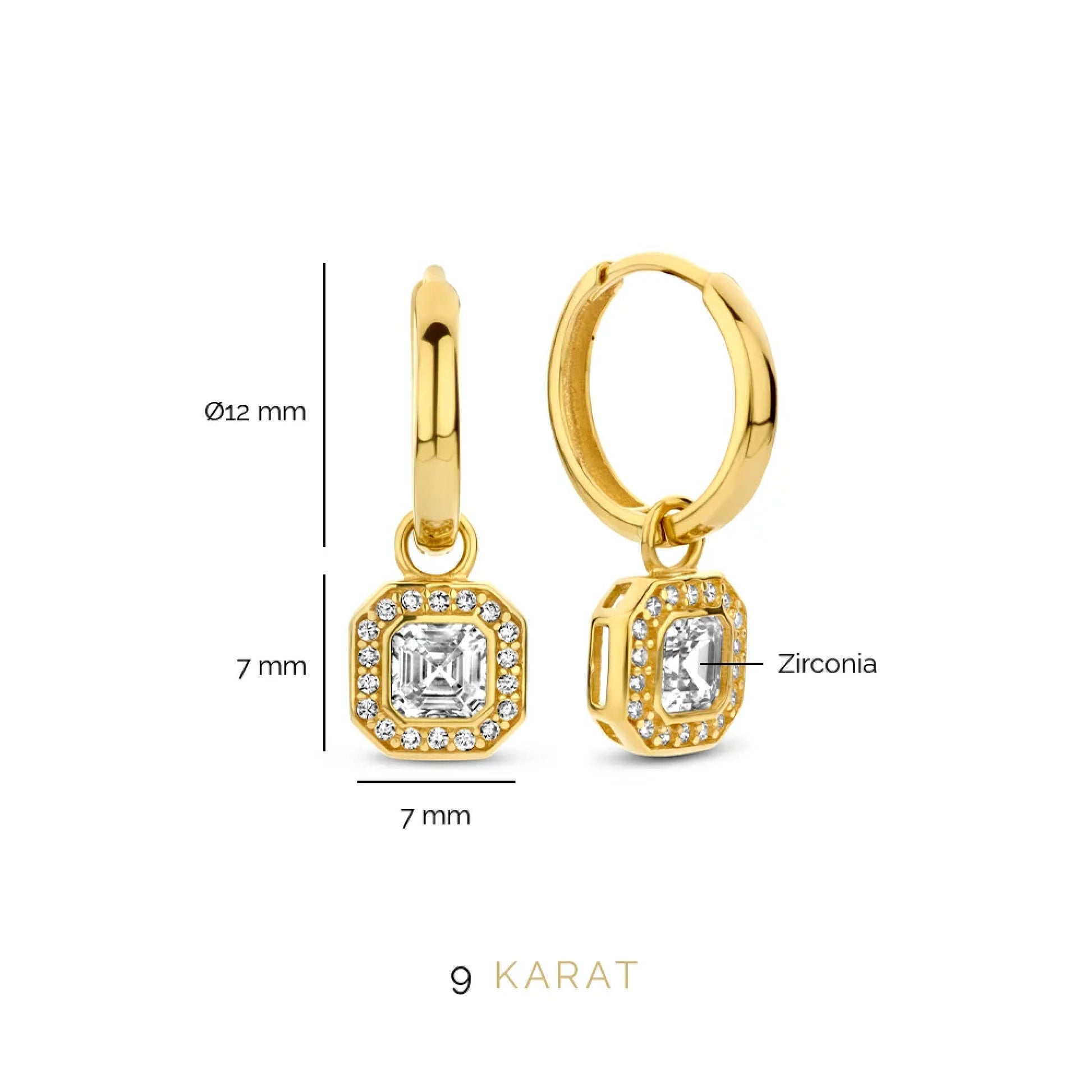 Beloro Jewels Monte Napoleone Sofia 9 carat gold Hoop Earrings BO360041