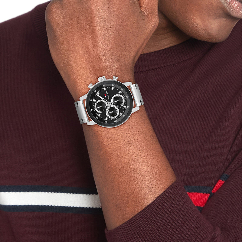 Tommy Hilfiger Rocky Montre Pour Homme Argentée et Noire TH1792181-zoom-