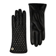 Isabel Bernard Honoré Rosette black goatskin leather gloves IB67002-301-6.5