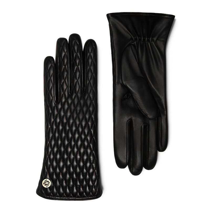 Isabel Bernard Honoré Rosette black goatskin leather gloves IB67002-301-6.5-zoom-
