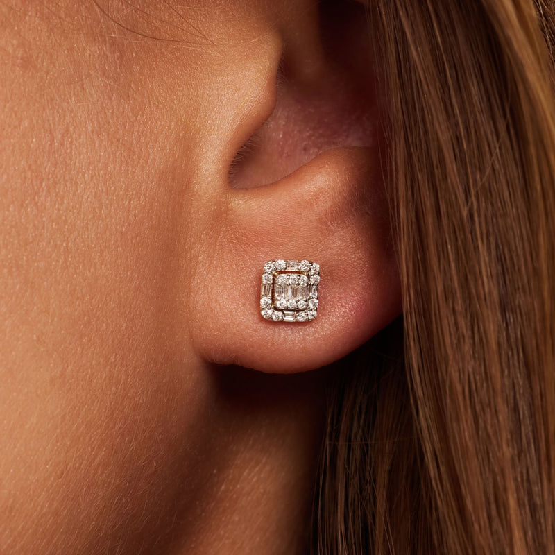 Isabel Bernard De la Paix Elena puces en or 14 carats avec diamant 0.25 ct IBD360032-zoom-